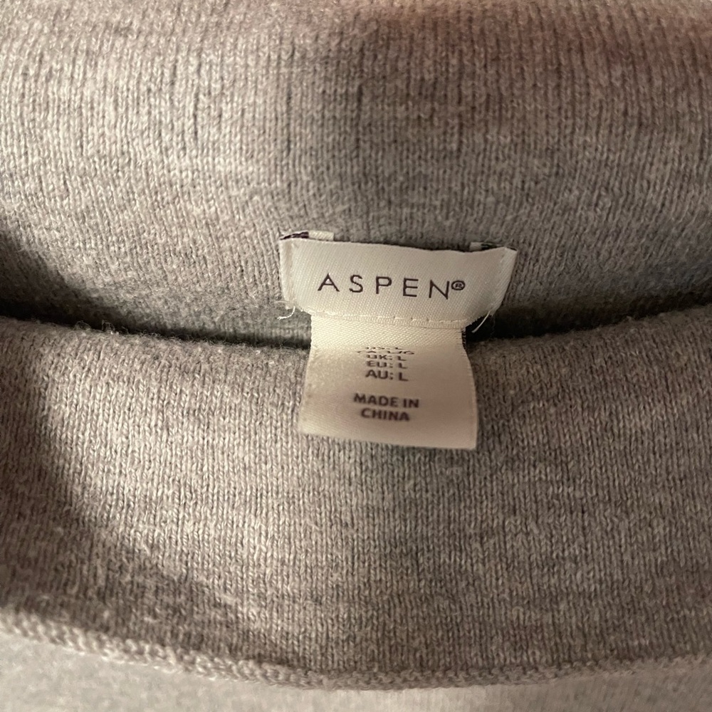 Aspen sweater soft gray and white herring bone with solid grey mock neck - Picture 4 of 9